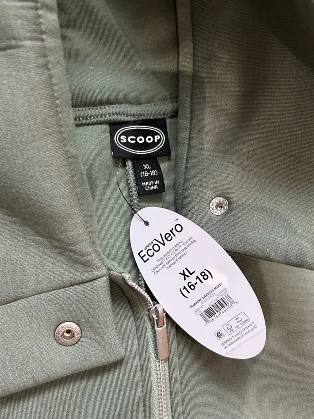High Funnel-Neck Bomber Jacket in Sage Green - Women's Coat - Picture 4 of 5